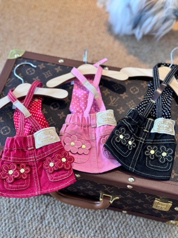 宠物狗狗经典断码清仓】网红牛仔裙可调节金线百搭休闲半身裙