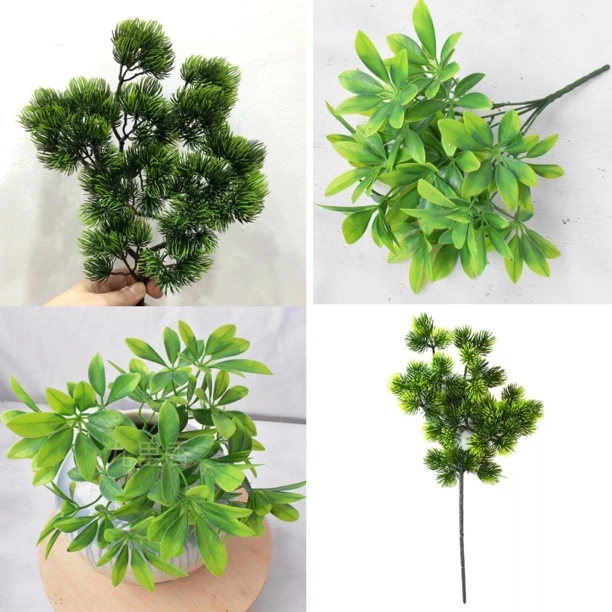 手工DIY插花绿植鸭脚木仿真花叶插花配叶