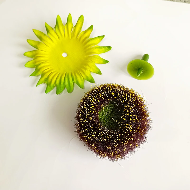 手工DIY材料植绒向日葵芯太阳花仿真向日葵花心花叶塑料花托