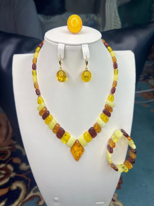 不锈钢莫桑石项链 【新疆包邮】爱祖银民族风kahriwa套装首饰品