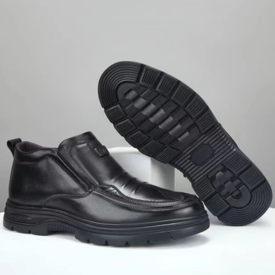 头层牛皮冬季加绒防滑保暖爸爸鞋62223