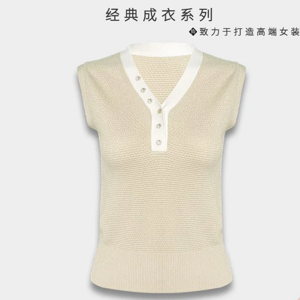 【冬姐专享】雅Y品牌气质优雅V领针织背心6T12S865