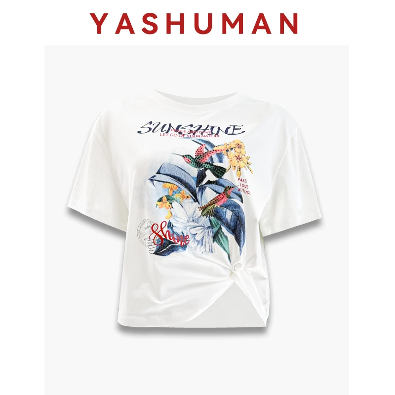 【冬姐专享】雅Y品牌同步棉质亲肤设计感印花上衣6L143T0142