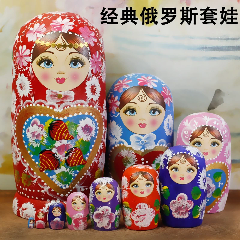 俄罗斯套娃5层10层15层木质彩绘工艺木玩具旅游活动纪念伴手礼物