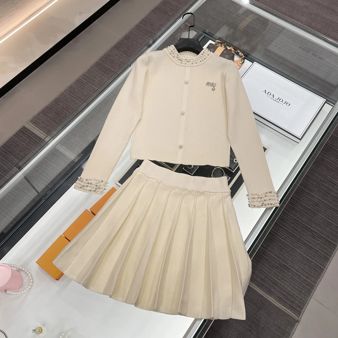 【caicai】谬家对版工艺高腰时尚洋气气质针织套装DY2107