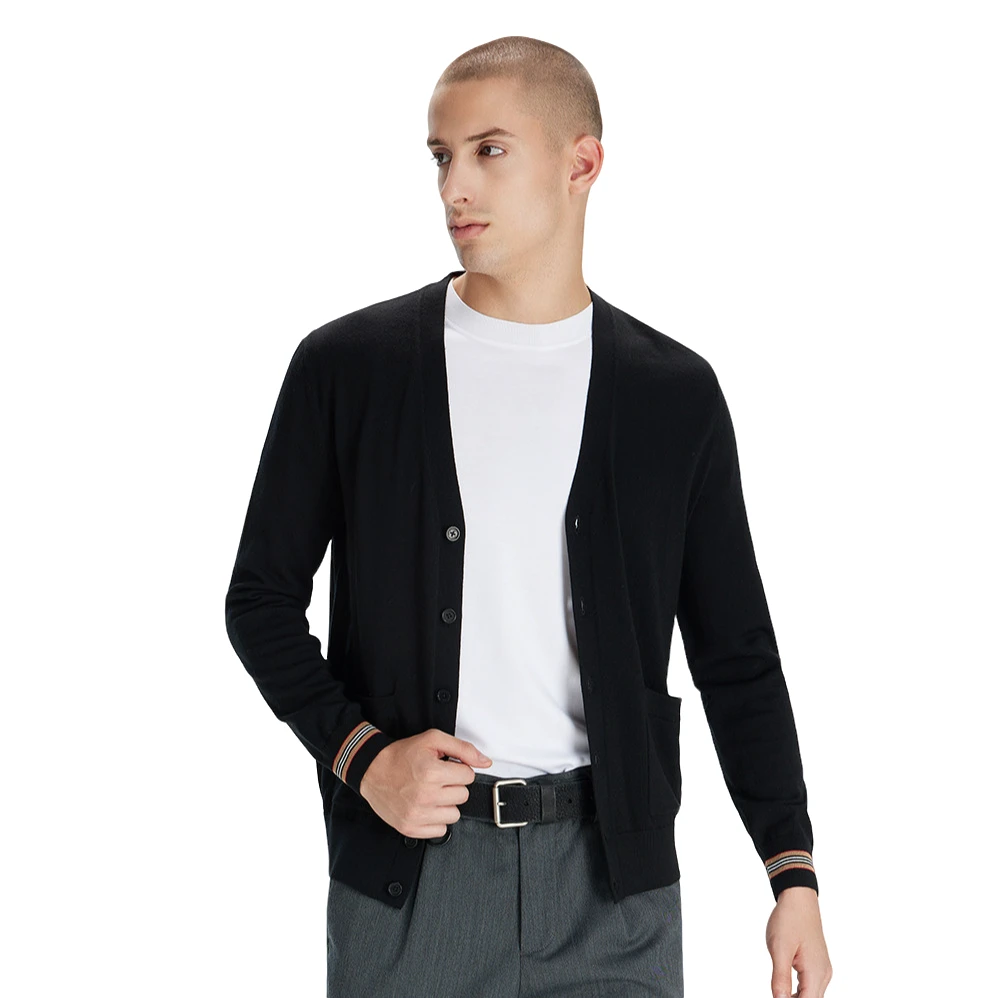 MANGANO【100%绵羊毛 时尚条纹】秋冬百搭男式羊毛开衫外套 2218260