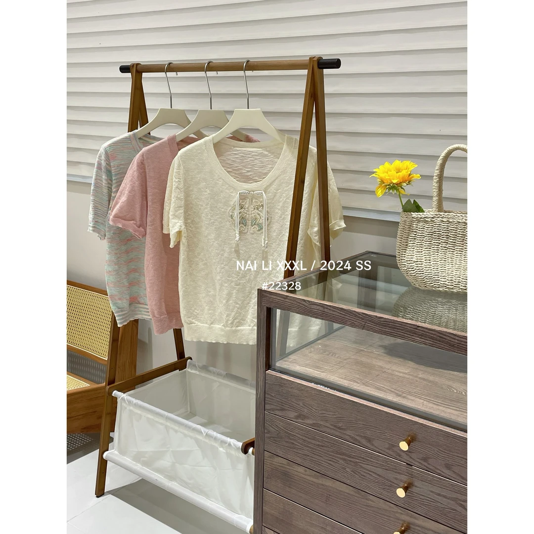 【涵胖胖】圆领中式国风盘扣薄款宽松短袖t恤LT22328