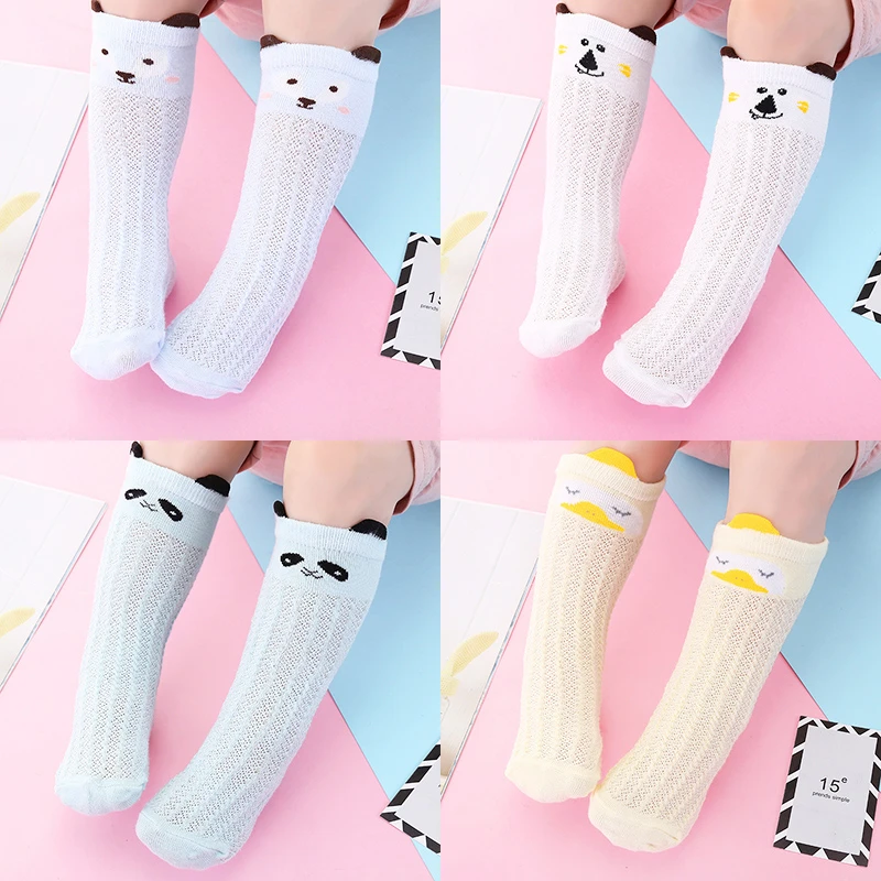 婴儿防蚊袜男女宝宝长筒袜夏季薄款新生儿棉袜可爱透气网眼空调袜