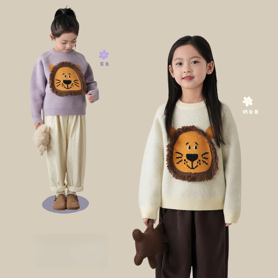 女童毛衣冬季加绒加厚儿童新款童装上衣女童宝宝洋气针织衫