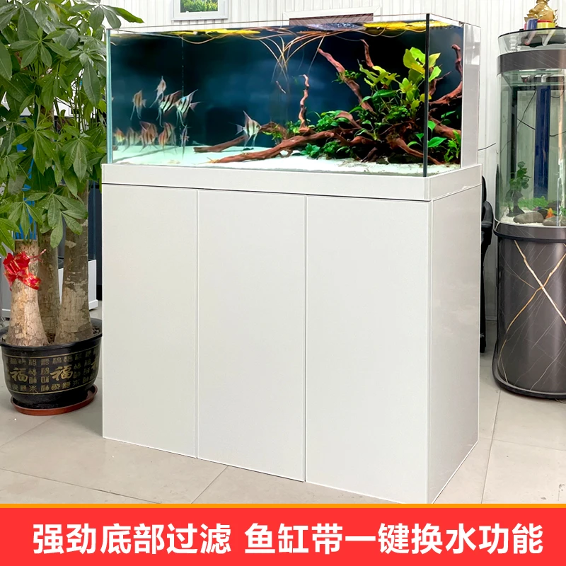 喜灏鱼缸超白玻璃客厅家用中型水草缸落地溪流缸生态超白缸底滤