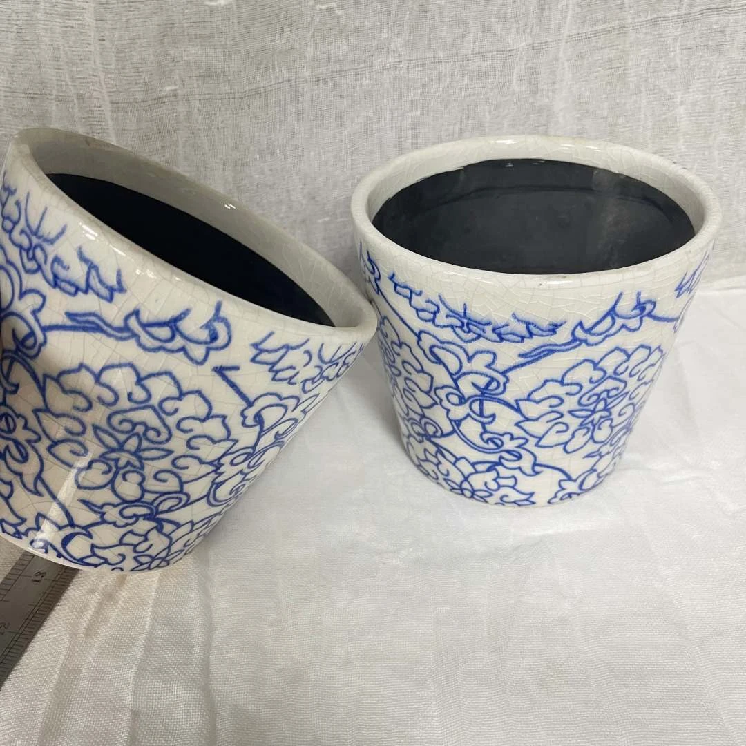 【庆海陶瓷】简约创意透气陶瓷花盆透气家居饰品摆件可打孔百搭
