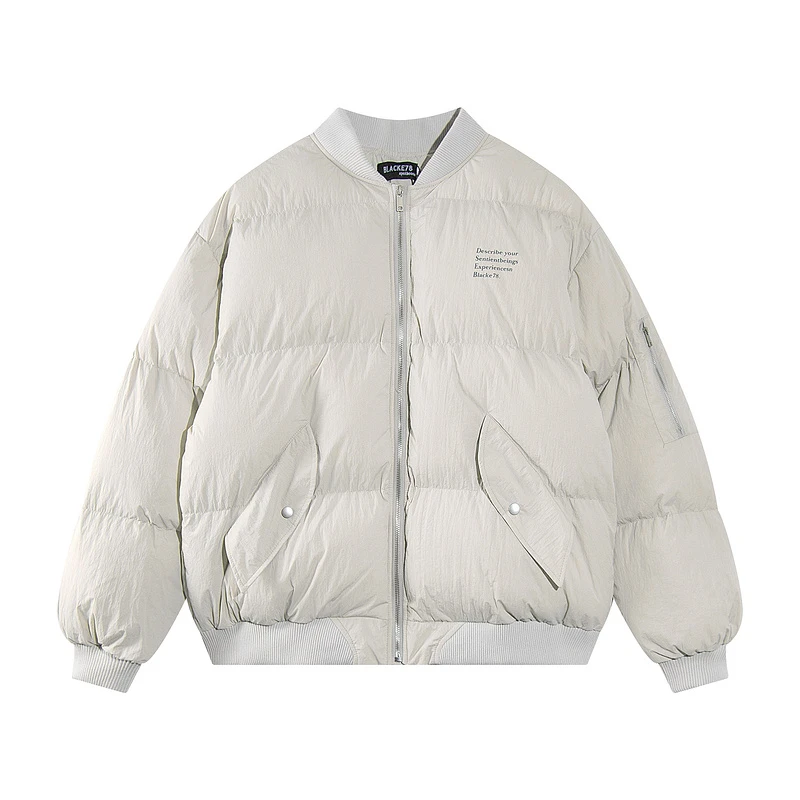 美式休闲潮流宽松运动风立领棉服外套加厚棉衣日系复古面包服男女