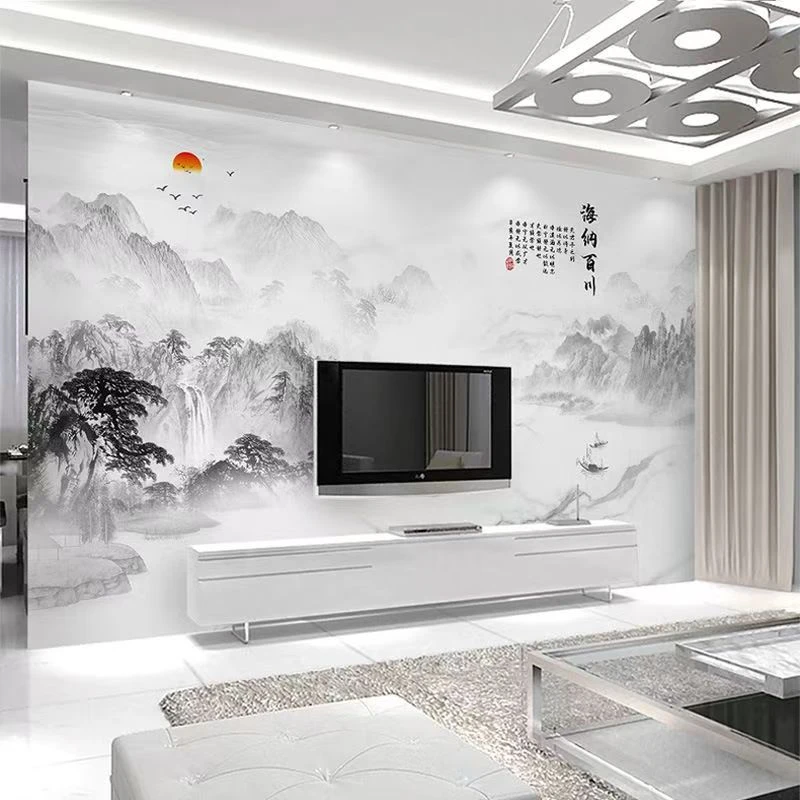 碳晶板电视背景墙新中式客厅背景墙新款防撞金刚板背景墙沙发墙板