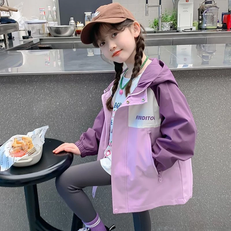 女童秋装儿童中小童春秋款2024新款女宝宝秋季洋气冲锋衣秋款风衣