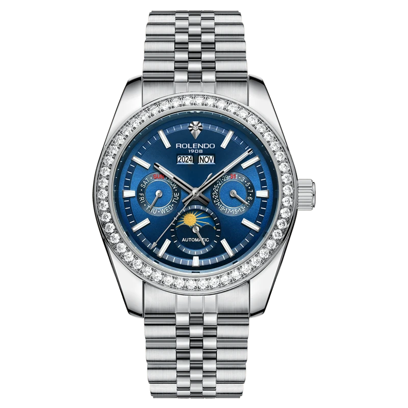 罗兰度表王系列男士多功能机械腕表-RG8605蓝色