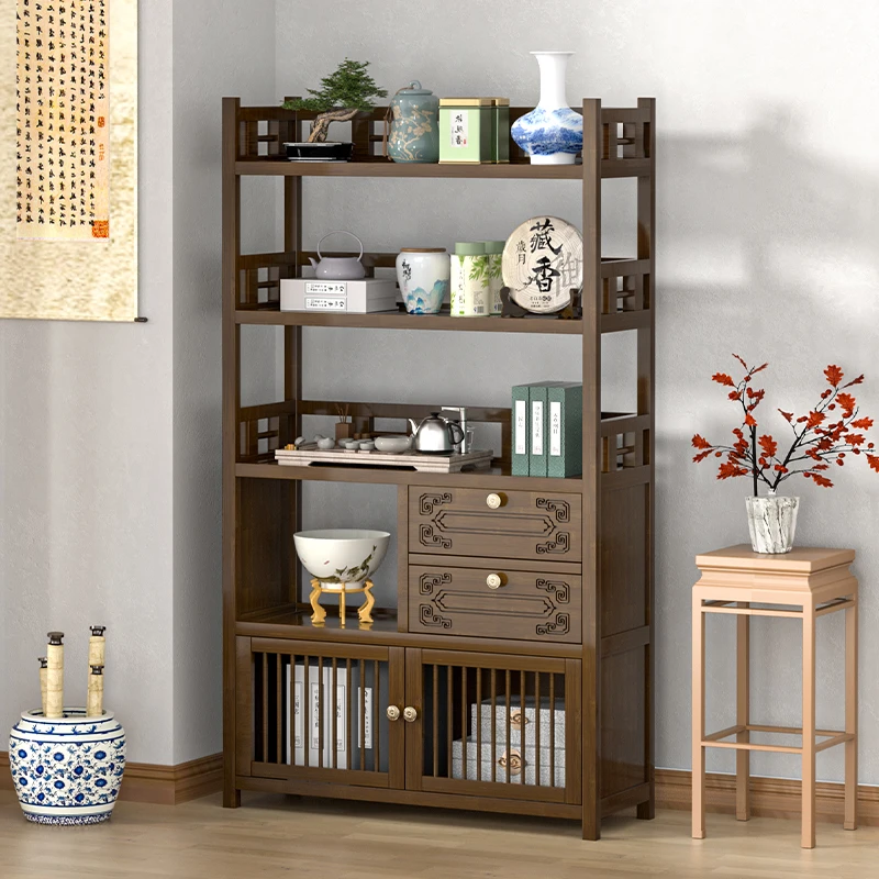 新中式博古架茶室展示柜茶叶茶具储藏收纳柜现代简约大容量置物架
