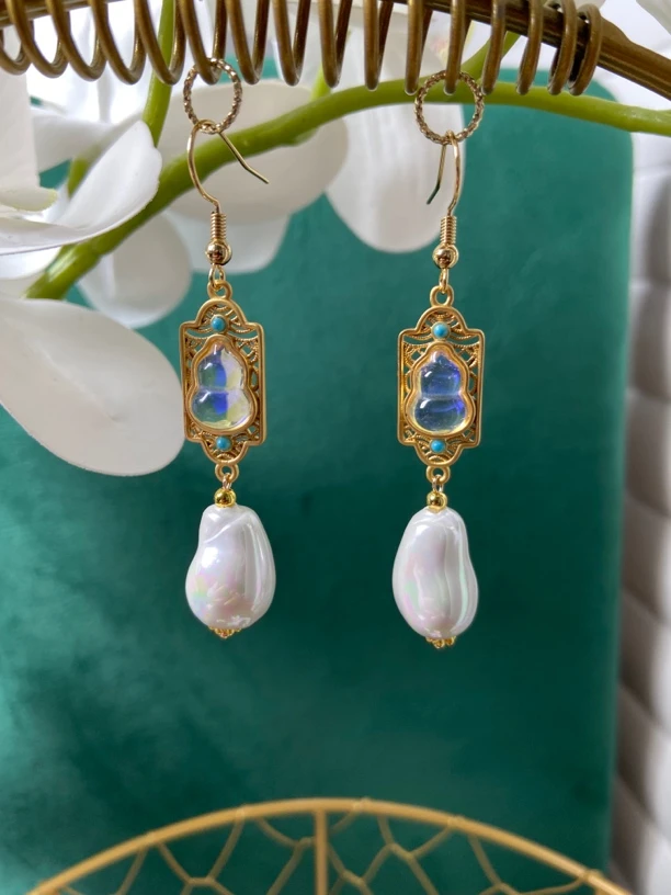 合金仿珍珠耳饰 贝珠水滴耳饰百搭