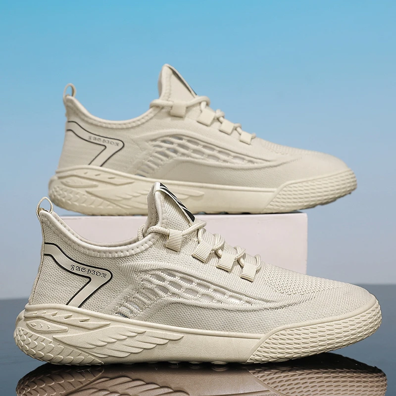 男鞋新款春夏透气薄款休闲防臭运动跑步软底飞织网面轻便潮鞋子男