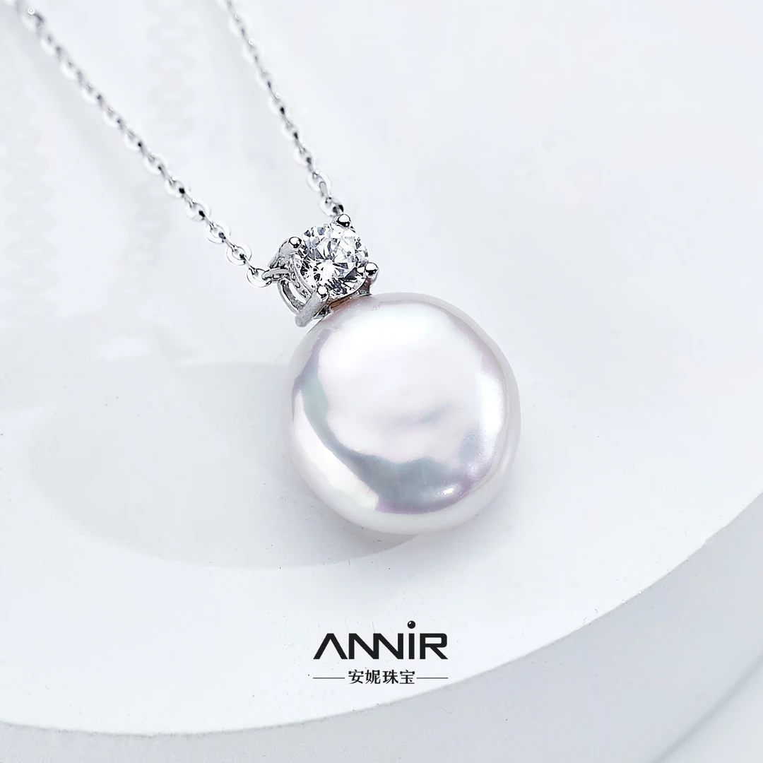 “炫炫”平安扣珍珠吊坠  10-11mm S925 1856H00DY（银链45cm）