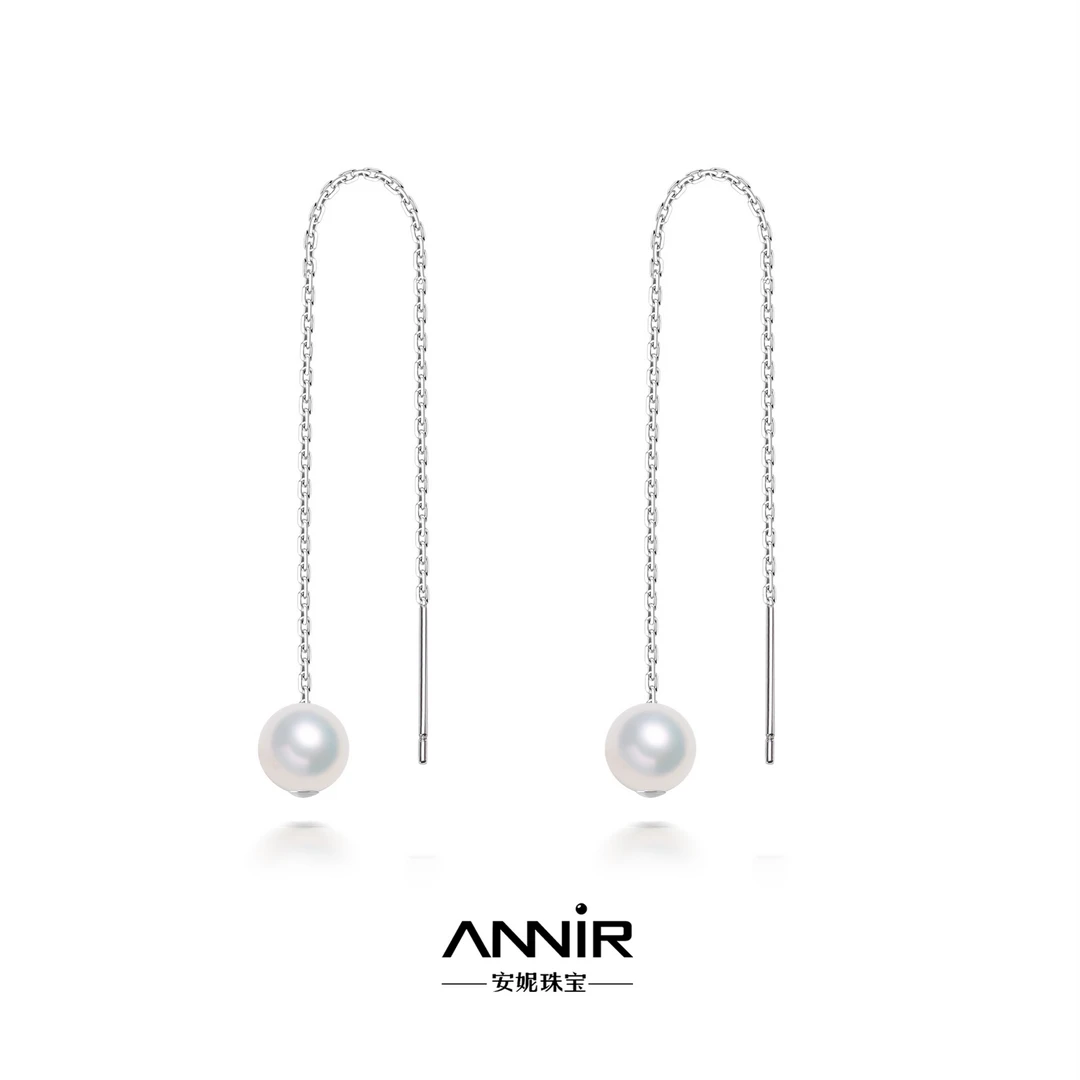 正圆无核珍珠耳线 7mm± S925银 1648H00DY