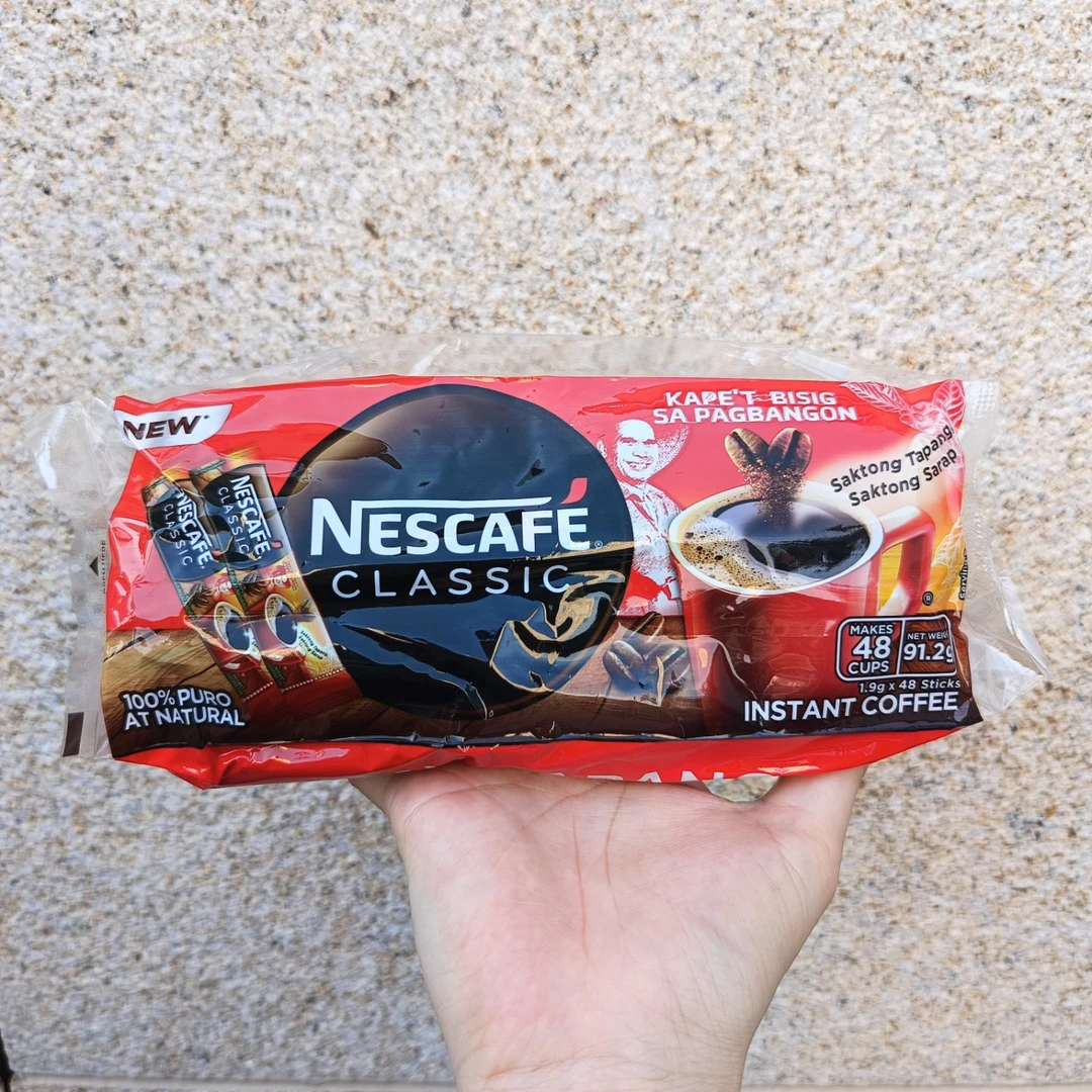 菲律宾进口特浓咖啡纯黑咖啡无糖提神速溶咖啡醇香91.2g48小条