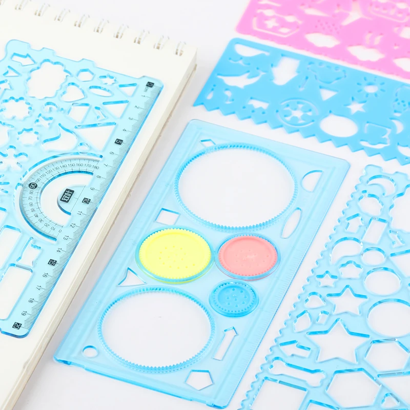 7件套万花尺套装绘图小学生手抄报  多功能模板