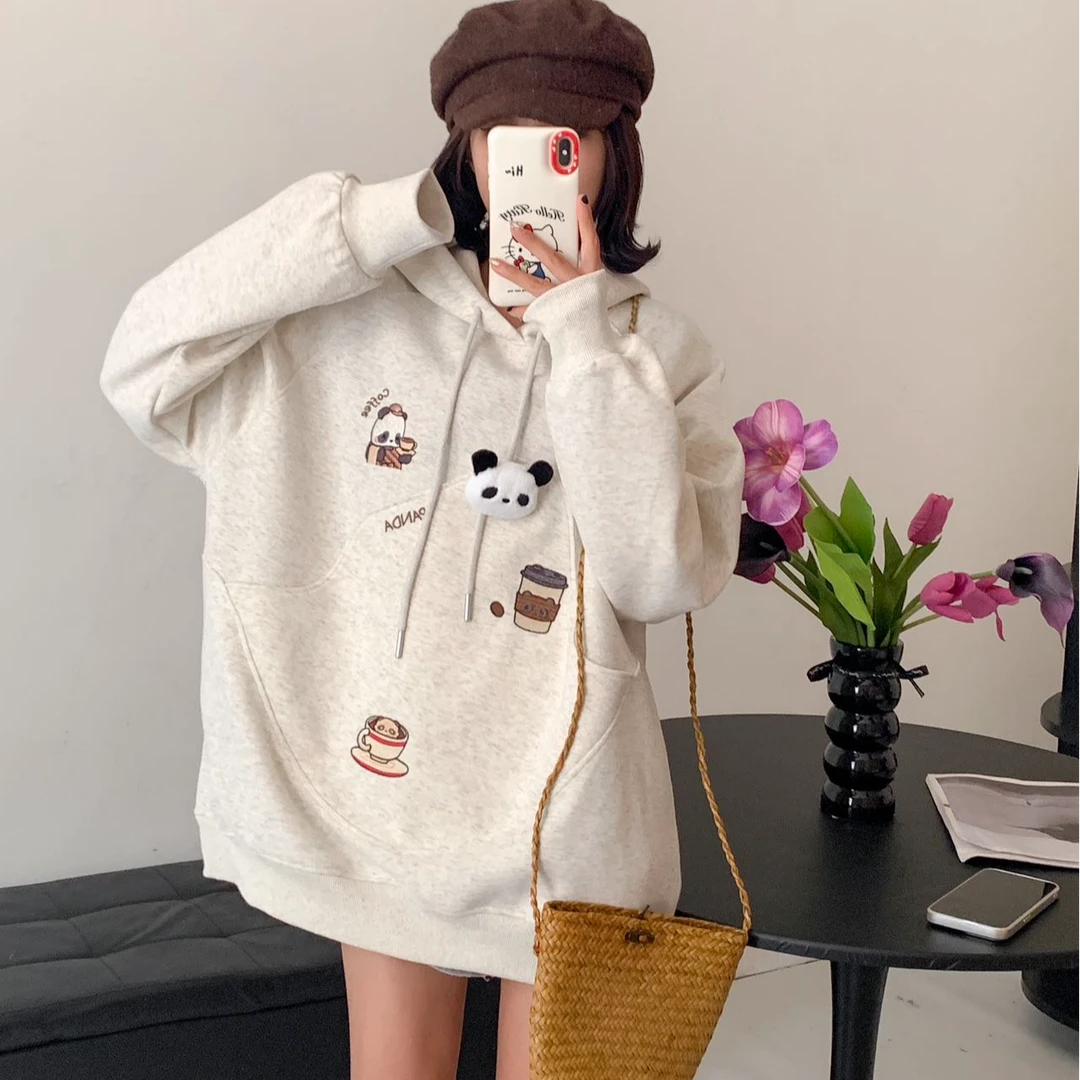 熊猫U家异性口袋帽衫卫衣百搭宽松韩版休闲时尚