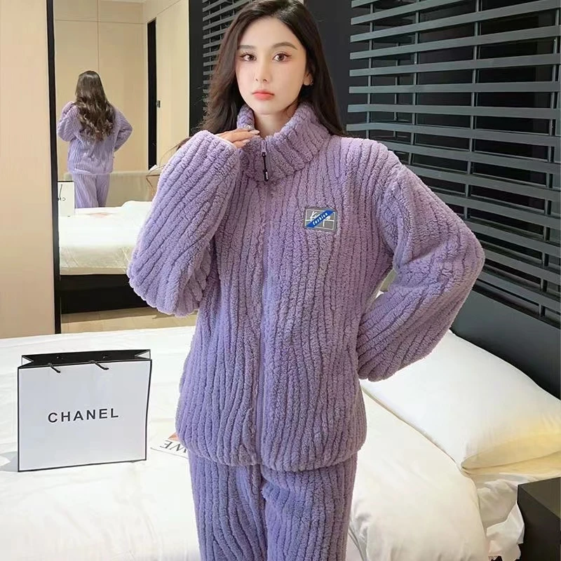 【冬季福利款】珊瑚绒睡衣女宽松法兰加绒甜美保暖暖裤家居家服套装