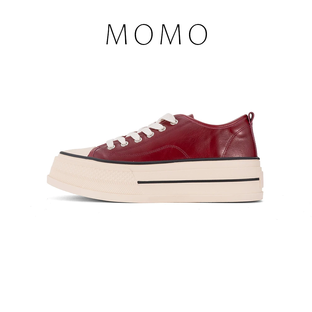 复古马油皮厚底休闲板鞋真皮舒适增高系带硫化鞋圆头低帮休闲鞋