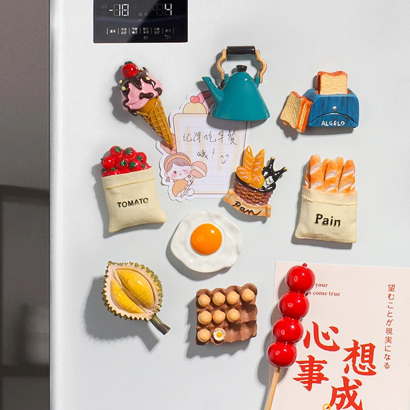炎禹创意3D冰箱贴北欧ins装饰磁吸立体美食吸铁石仿真食物磁性贴