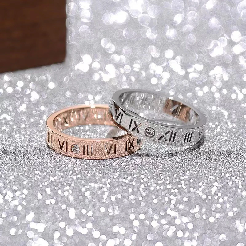 同信 钛钢戒指  高级感戒指女ins罗马数字设计轻奢风食指戒男