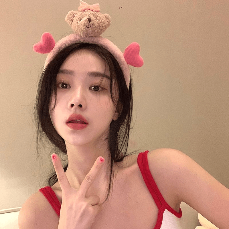 可爱小熊发卡发箍耳朵网红头箍洗脸防滑专用发带夹子百搭少女头饰