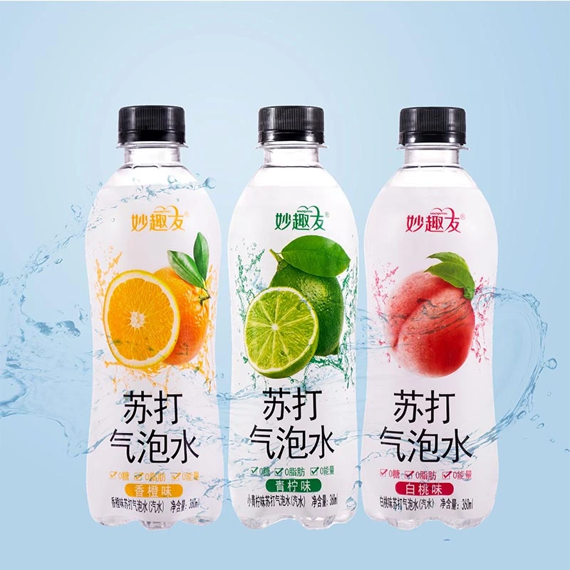 妙趣友苏打气泡水360ml*6瓶白桃青柠香橙多口味果味饮料