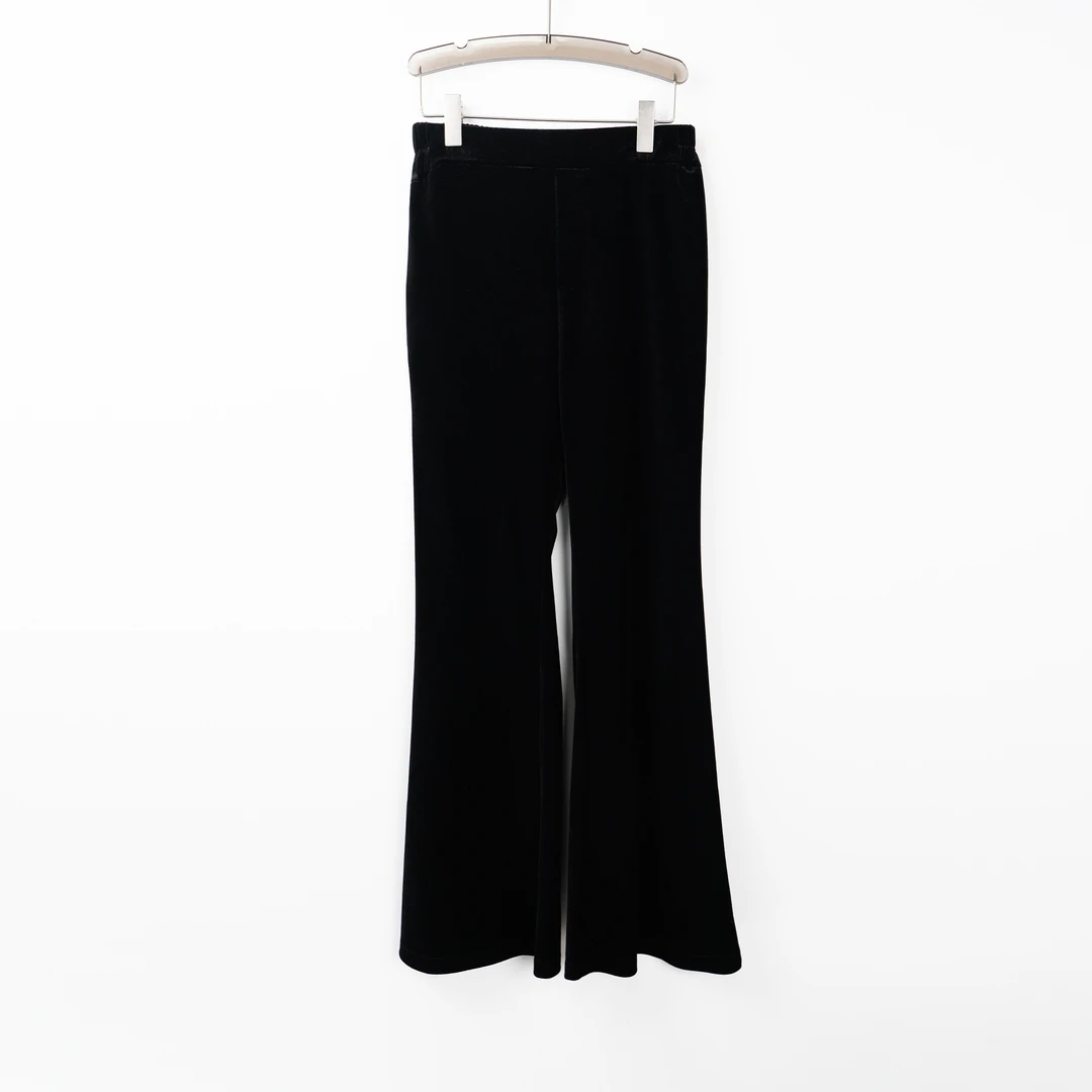 PK240950秋装新款气质舒适时尚裤子松紧腰喇叭裤垂感进口金丝绒