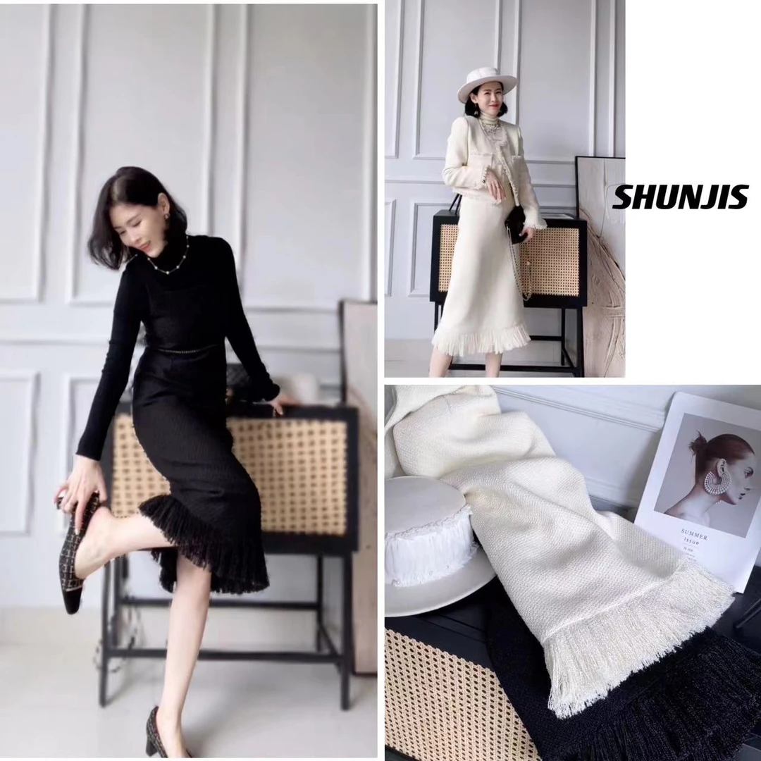 MEIPEI 偏爱！一眼精致秋冬款手工流苏背心连衣裙23081761