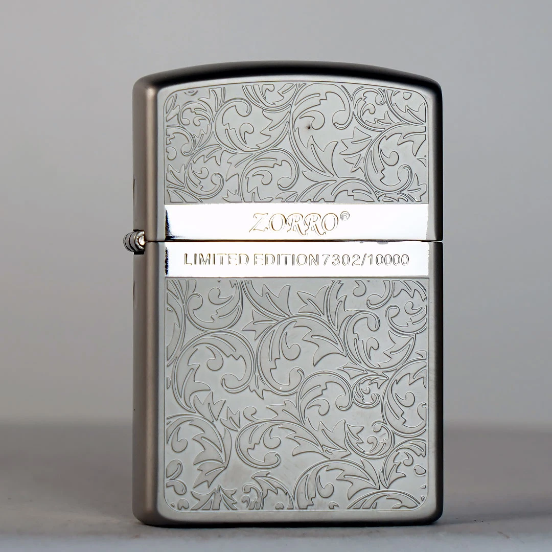 佐罗分色唐草珍珠铬双面精雕创意防风煤油打火机Z92067B