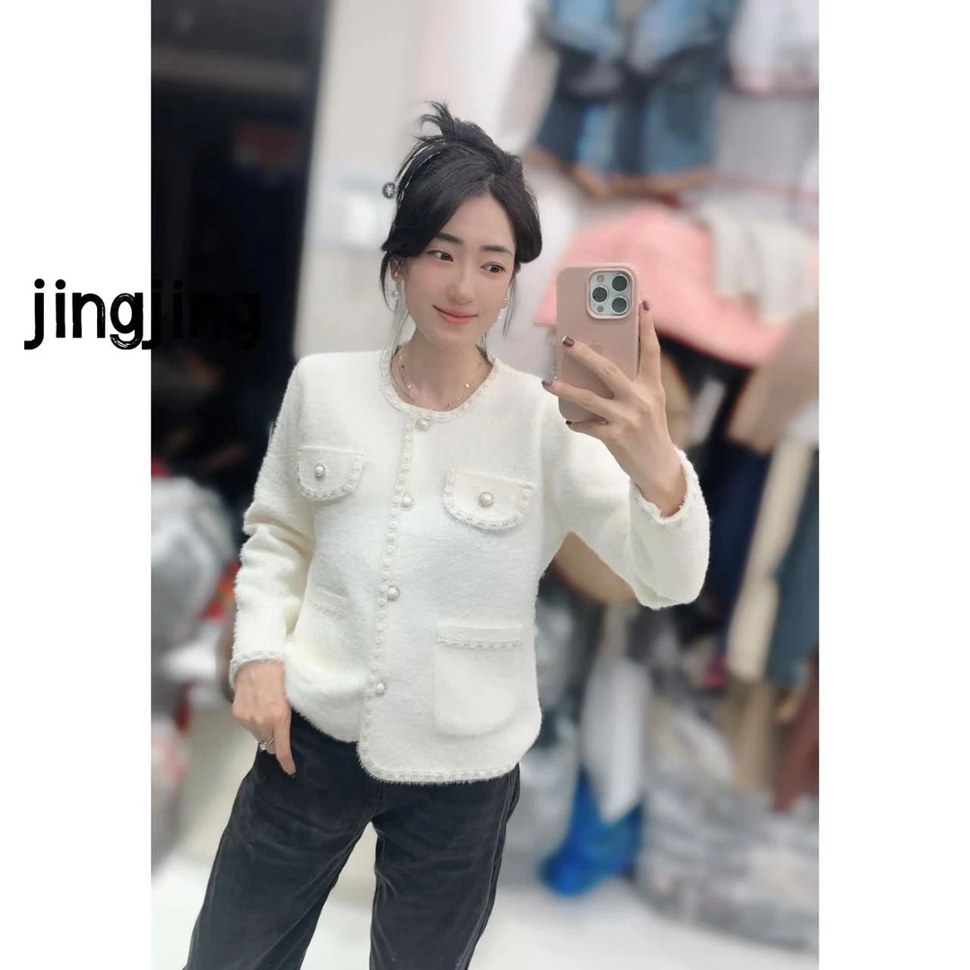 秋季新款休闲百搭圆领针织开衫（0944）