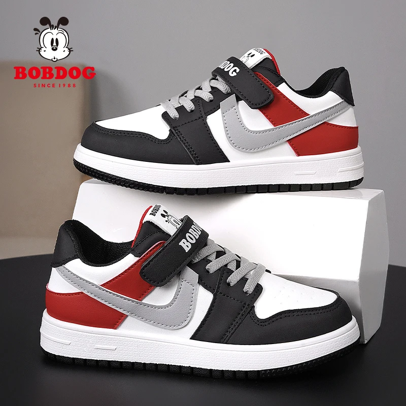 巴布豆男童鞋子儿童板鞋春季2025新款皮面运动鞋中大童儿童aj板鞋