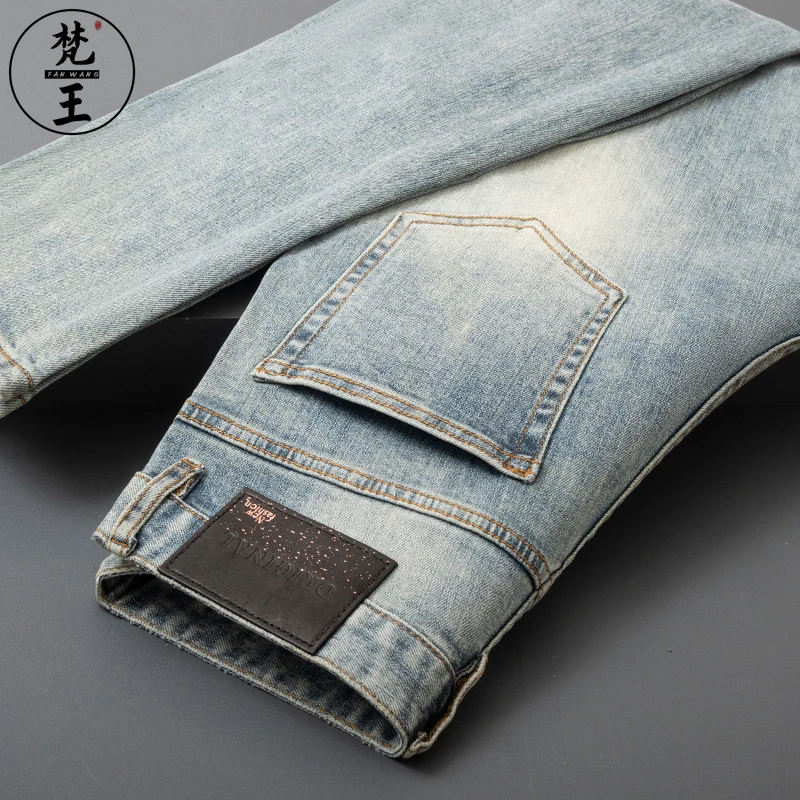 FANWANG/梵王秋冬新款高端轻奢男士牛仔裤小直筒弹力欧版修身长裤