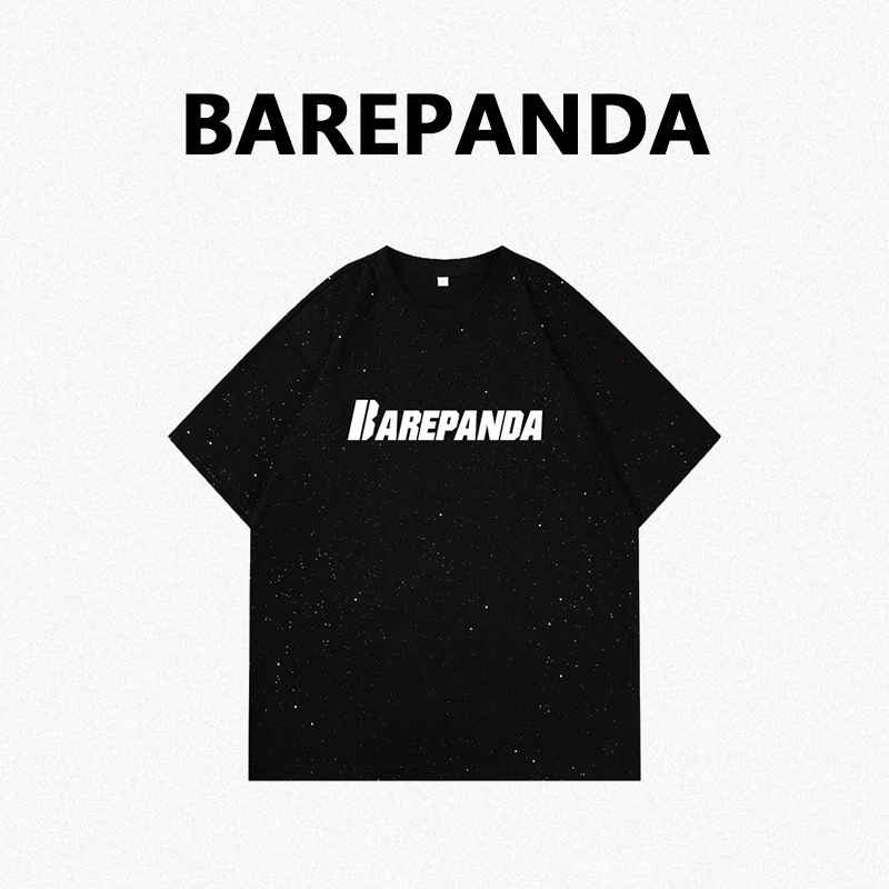 复古美式满天星纯棉短袖宽松青少年潮牌印花圆领休闲国潮T恤男士