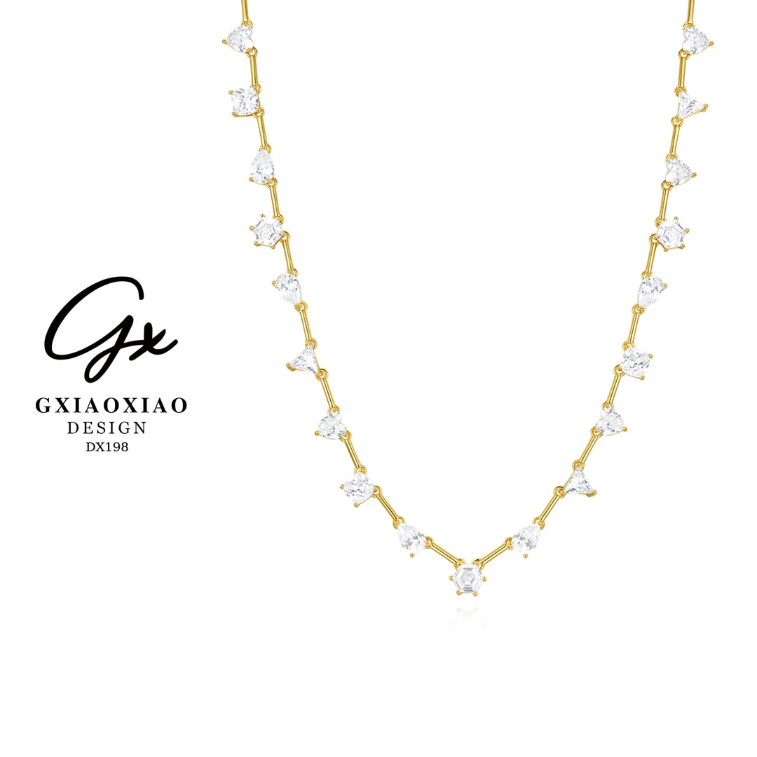 G XIAOXIAO合成锆石【心心闪耀】高级感时尚气质爱心项链 DX198