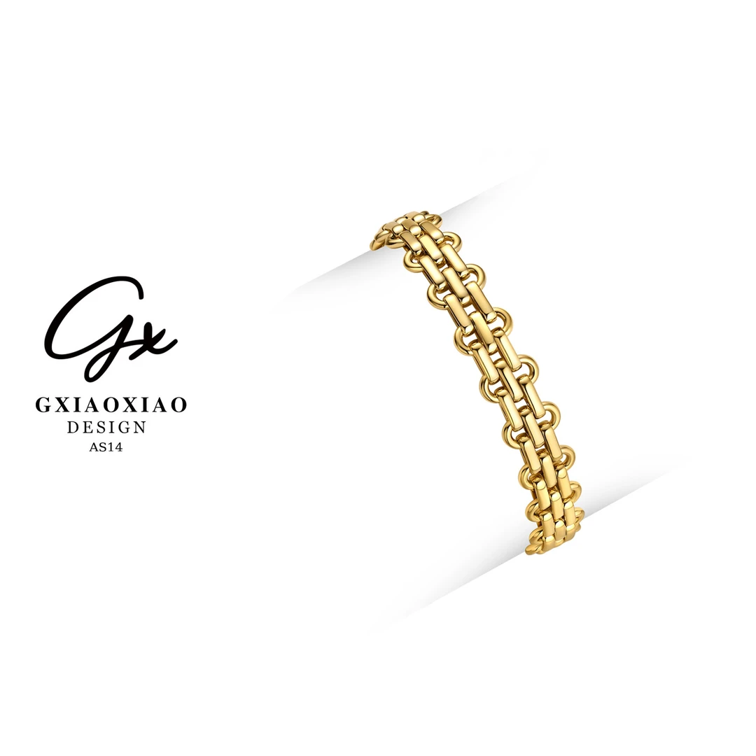 G XIAOXIAO 合成锆石 【金色荒野系列】法式轻奢表带款手链 AS14