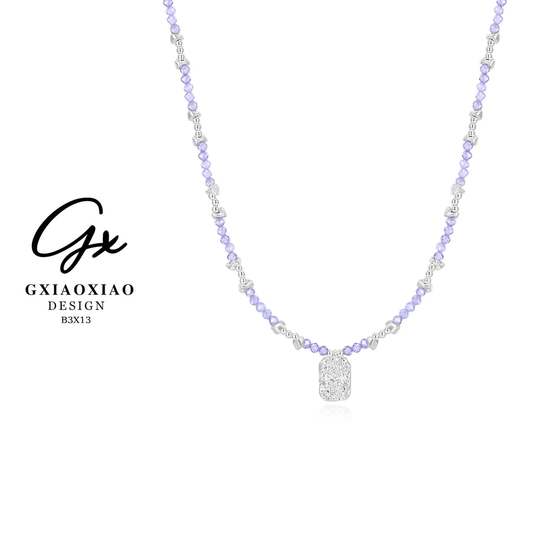 G XIAOXIAO 镀K金【西洋丁香】法式轻奢时尚高级方形项链 B3X13