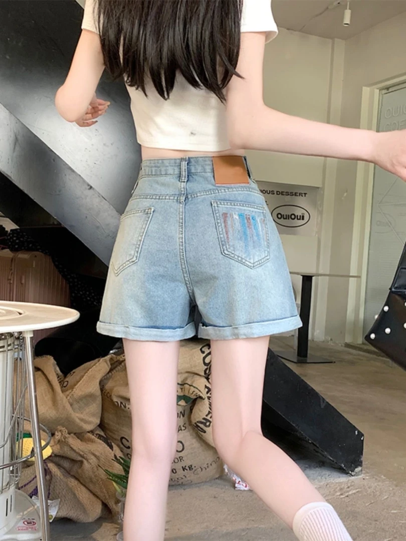 莫奈花园夏日穿搭牛仔短裤女夏季薄款新款高腰显瘦a字宽松短裤