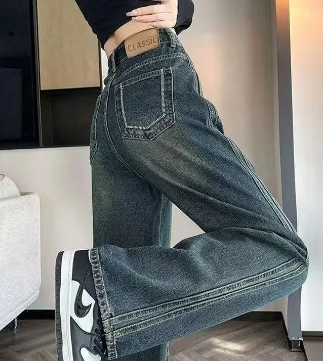 尤莱特高腰直筒牛仔裤女2025年夏季新款时尚显瘦宽松直筒裤3333