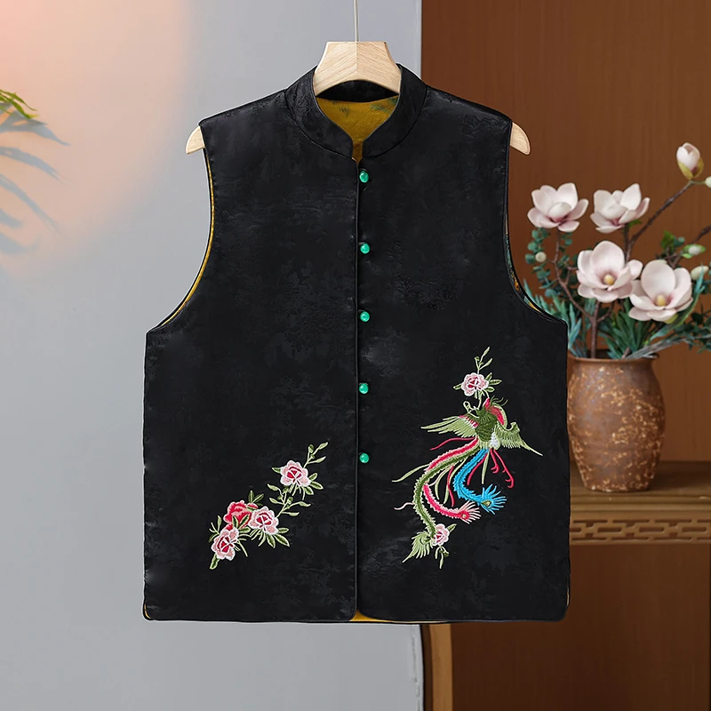 美得让人沦陷！双面穿国风马夹女士春秋绣花上衣新中式立领马甲