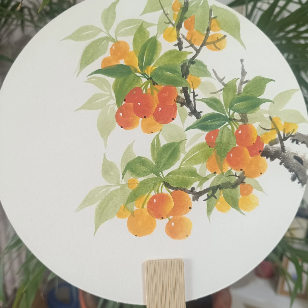 团扇真人手绘国画自选或随机每把