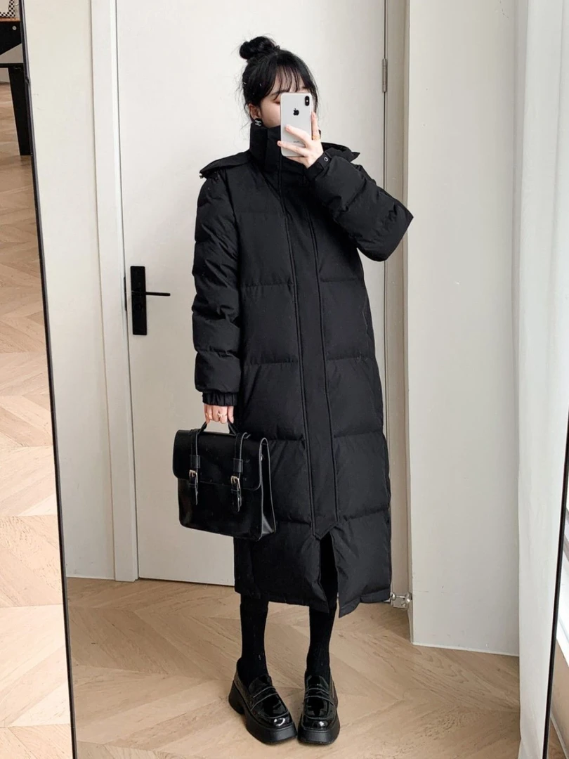 中戏羽绒服女白鸭绒加厚长款防寒服学院风百搭2023新款反季抢清仓