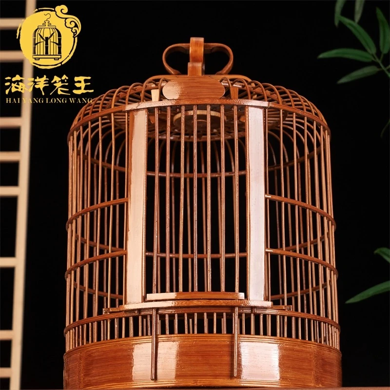 老竹川笼画眉八哥鹩哥鸟笼子竹鸟笼全套30cm/33cm/36cm