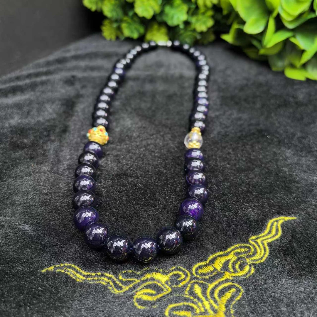 S7361【玉姐珠宝】桖珀灵石玛瑙紫项链-送礼佳品-